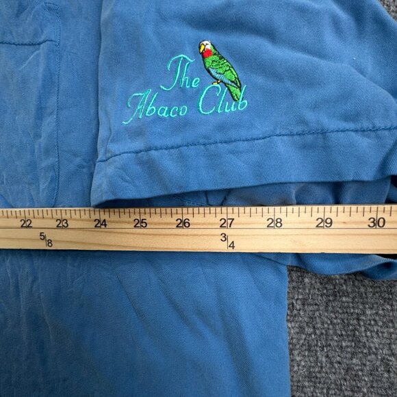 Tommy Bahama Silk Button Up Shirt Short Sleeve Mens Hawaii Blue 2XL Solid Adult - Picture 6 of 16